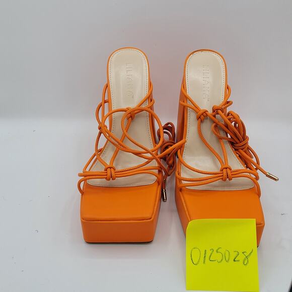 Liliana orange platform chunky heels women's size 10 - Picture 8 of 9